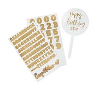 Hootyballoo Personalised Gold Cake Topper Customisable Birthday Partyware HBMM312