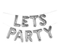 Hootyballoo Silver 'Lets Party' 16" Foil Balloon Garland Banner Partyware HBGP141