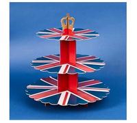 Hootyballoo Union Jack 3 Tier Cake Stand, Red, Navy Blue, White