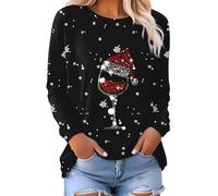 HOOUDO 2024 Christmas Jumpers & Sweatshirts for Women - Funny Graphic Xmas Pullover Sweater Tops