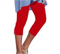 HOOUDO 2025 Cropped Leggings Ladies High Waisted Capri Pants Summer 3/4 Length Stretch Pull on Trousers Plus Size Gym Yoga Shorts 3/4 Leggings for Women UK Navy Blue