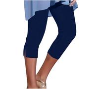 HOOUDO 2025 Cropped Leggings Ladies High Waisted Capri Pants Summer 3/4 Length Stretch Pull on Trousers Plus Size Gym Yoga Shorts 3/4 Leggings for Women UK with Pockets