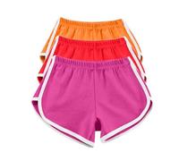 HOOUDO 3 Pack Womens Running Shorts Cotton Summer Hot Pants Ladies Workout Gym Sport Yoga Bottom Joggers Beach Shorts Swimwear Elastic Waist Casual Lounge Shorts