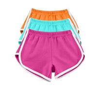 HOOUDO 3 Pack Womens Running Shorts Cotton Summer Hot Pants Ladies Workout Gym Sport Yoga Bottom Joggers Beach Shorts Swimwear Elastic Waist Casual Lounge Shorts