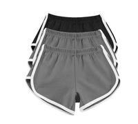 HOOUDO 3 Pack Womens Running Shorts Cotton Summer Hot Pants Ladies Workout Gym Sport Yoga Bottom Joggers Beach Shorts Swimwear Elastic Waist Casual Lounge Shorts