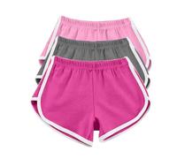 HOOUDO 3 Pack Womens Running Shorts Cotton Summer Hot Pants Ladies Workout Gym Sport Yoga Bottom Joggers Beach Shorts Swimwear Elastic Waist Casual Lounge Shorts