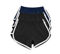 HOOUDO 3 Pack Womens Running Shorts Cotton Summer Hot Pants Ladies Workout Gym Sport Yoga Bottom Joggers Beach Shorts Swimwear Elastic Waist Casual Lounge Shorts