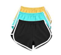 HOOUDO 3 Pack Womens Running Shorts Cotton Summer Hot Pants Ladies Workout Gym Sport Yoga Bottom Joggers Beach Shorts Swimwear Elastic Waist Casual Lounge Shorts