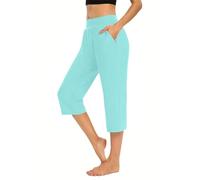 HOOUDO 3 Quarter Length Leggings Women Summer Lightweight Yoga Pants Stretchy High Waist Cropped Trousers Ladies Wide Leg Joggers Lounge Shorts My Orders UK 2024