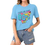 HOOUDO 80s T Shirts Women Retro Theme Party T-Shirt Oversized Round Neck Y2k Fancy Dress Costume Ladies Short Sleeve Summer Outfits Tops Blouse Tee Deals of The Day Lightning Deals Today Prime A Blue