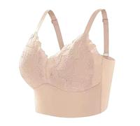 HOOUDO Amaon Prime History of My Orders Bras for Women UK Sexy Soft Bra Non Wired Comfortable Minimiser Bra Crop Top Non Padded Full Coverage Bralettes T Shirt for Large Bust Beige