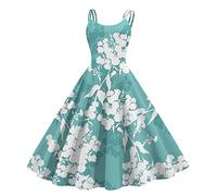 HOOUDO Audrey Hepburn Dresse for Women A-Line Sleeveless Formal Dress Retro Rockabilly Short Mini Dress Evening Summer Party Dress Blue