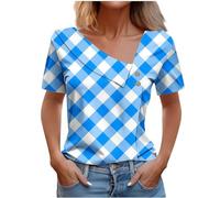 HOOUDO Big Deals Day April Big Deals 2024 Ladies Summer Tops Size 14 Long Sleeves Satin Blouse for Women UK Short Sleeves Polo Shirts for Women UK Blue