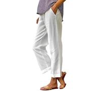 HOOUDO Black Linen Trousers Women's Summer Cotton Lounge Pants Baggy Printed Boho Trousers Durable Elegant Joggers Elastic Straight Leg Trouser My Orders UK 2025