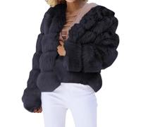 HOOUDO Black of Friday Deal Women's Faux Fur Coat Short Artificial Fur Jackets Solid Thick Outerwear Shaggy Parka Cardigan Teddy Fleece Winter Overcoat Senior Deals Of The Day