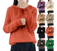 HOOUDO Black of Friday Deals Womens Cashmere Jumpers Hoodies Long Sleeved Knitted Sweaters Ladies Winter Warm Jumper Tops Casual Solid Color Base Sweatshirts Pink Cashmere Jumpers For Women Uk