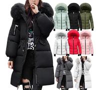 HOOUDO Black of Friday Deals Womens Quilted Jacket Winter Puffer Coats Lightweight Down Jackets with Fur Hood Plus Size Warm Long Sleeve Parka Outwear Trench Coat Today 2024 April Shorts