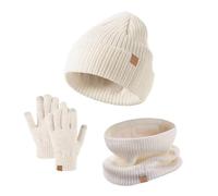 HOOUDO Black of Friday Thick Women Hat Scarf and Gloves Set Touch Screen Gloves Beanie Cap Cold Weather Set Matching Suit Today 2023 Christmas Deals Todays Offers Special Deals