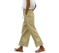 HOOUDO Boho Trousers Summer Wide Leg Cut Out Trousers with Pockets Casual Lightweight Ladize Loose Holiday Beach Pants Breathable Lounge Bottoms My Orders UK 2025 Watermelon Red