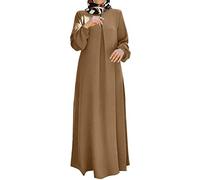 HOOUDO Burqa Muslim Robes for Women UK Middle East Plain Prayer Robes Prayer Garment Casual Arabian Kaftan Plus Size Modest Dress Muslim Robes Abaya Dress for Girls Brown