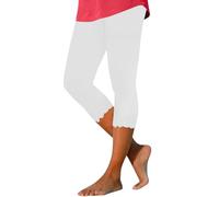 HOOUDO Capri Pants for Women UK Size 20 Limited Time Deals Items 1p Ladies Trousers Size 20 3/4 Length Workout Leggings Pattern Holiday Essentials White