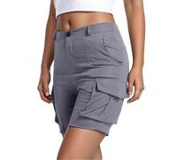 HOOUDO Cargo Shorts Womens Work Ladies Casual Combat Pants Summer High Waisted Wide Leg Bermuda Shorts Knee Length Tracksuit Bottoms Prime with Day 2025ial Offers Grey