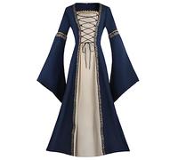HOOUDO Cheap Coats for Women 18 Women’s Medieval Costume Cosplay Renaissance Dress Witch Gothic Clothing Flare Sleeve Halloween Costumes Off Shoulder Sexy Long Gowns Online Shopping Blue