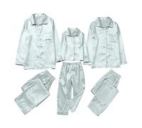 HOOUDO Christmas Bedding Matching Christmas Pjs for Family Silk Satin Sleepwear Loungewear Xmas Pyjamas Matching Family Pyjamas Set Nightwear Pajamas Silver