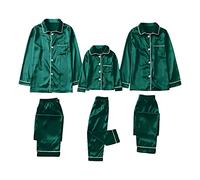 HOOUDO Couple Pyjama Set Matching Christmas Pjs for Family Silk Satin Sleepwear Loungewear Xmas Pyjamas Matching Family Christmas Pyjamas Set Nightwear Sets Women Clothing Petite Green