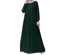 HOOUDO Covered Beach Dress Prayer Dress for Women UK Middle East Plain Muslim Dress Prayer Garment Casual Stretchy Kaftan Fashion Jilbab Burqa Muslim Robes Kids Abaya for Girls White Green