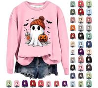 HOOUDO Deal Of The Day Today Sale Sweatshirt for Women UK Cute Ghost Pumpkin Halloween Costumes Long Sleeve Casual Jumper Graphic Blouse Fall Winter Pullover Tops Fall Fridays