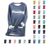 HOOUDO Deals Of The Day Lightning Deals Sweatshirts for Women UK Fleece Lined Thick Jumper Tops Plush Warm Sweaters Long Sleeve Crewneck Winter Blouses Shirt Soft Sherpa Pullover Underwear