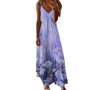HOOUDO Deals of The Day Womens Summer Maxi Dresses Strappy Boho Floral V Neck Casual Tank Dress Beach Cover Ups Bohemian Long Sundress Pct-Off 50-70 Clearance