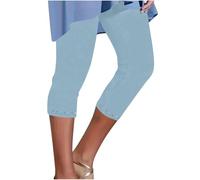 HOOUDO Delivery Cropped Leggings Ladies High Waisted Capri Pants Summer 3/4 Length Stretch Pull on Trousers Plus Size Gym Yoga Shorts 3/4 Leggings for Women UK with Pockets
