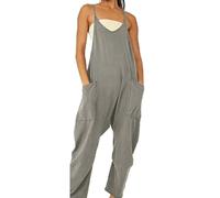 HOOUDO Dungarees for Women UK Summer Wide Leg Jumpsuit with Pockets Loose Casual Playsuits Overalls Baggy Trousers Pants Romper Sling Jumpsuits Items Under 1 Pound Girls