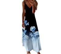HOOUDO Fall Fridays Womens Summer Maxi Dresses Strappy Boho Floral V Neck Casual Tank Dress Beach Cover Ups Bohemian Long Sundress Gifts Under 5 Pounds