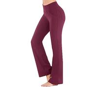 HOOUDO Flared Yoga Pants for Women Plus Size Ladies Stretch Bootcut Yoga Trousers Casual High Waisted Workout Gym Leggings Soft Bootleg Tummy Control Pilates Pants with Pockets
