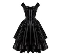 HOOUDO Halloween Costume for Women Retro Elegant Renaissance Outfit Bellatrix Lestrange Sexy Gothic Dresses Cocktail Carnival Medieval Dresses Traditional Bell Sleeve Maxi Dresses Black