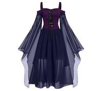 HOOUDO Halloween Costumes Adult Women Ladies Gothic Renaissance Dress Plus Size Steampunk Medieval Costumes Evening Party Carnival Dresses Clothes Irish Costume Woman Light Purple