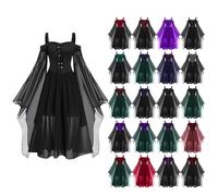 HOOUDO Halloween Costumes Adult Women Ladies Gothic Renaissance Dress Plus Size Steampunk Medieval Costumes Evening Party Carnival Dresses Clothes Irish Costume