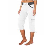 HOOUDO Holiday Essentials Womens Walking Capri and Cropped Pants Women Tops and Blouses Items Under 50p Ladies Cropped White Trousers Pleated Womens Capri Trousers Ladies Thre