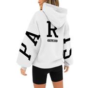 HOOUDO Hoodies for Women UK Letter Print Oversized Hooded Sweatshirts Jackets Long Sleeve Winter Fall Clothes Outfits Ladies Teens Girls Jumper Pullover Tops Streetwear