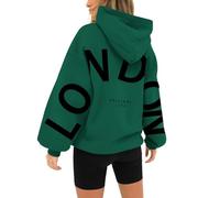 HOOUDO Hoodies for Women UK Letter Print Oversized Hooded Sweatshirts Jackets Long Sleeve Winter Fall Clothes Outfits Ladies Teens Girls Jumper Pullover Tops Streetwear
