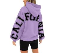 HOOUDO Hoodies for Women UK Letter Print Oversized Hooded Sweatshirts Jackets Long Sleeve Winter Fall Clothes Outfits Ladies Teens Girls Jumper Pullover Tops Streetwear