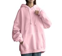 HOOUDO Hoodies for Women UK Plus Size Autumn Winter Clothes Trendy Hoody Jacket Loose Xmas Pullover Tops Color Blocking Teenage Girls Jackets Going Out Cute Tee Shirts Pink