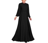 HOOUDO Jilbab Women’s Muslim Robes Turkish Loose Prayer Robes Muslim Outfits Max Full Cover Kaftan Long Sleeve Islamic Wear for Eid Ramadan Butterfly Abaya Silk Black