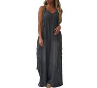 HOOUDO Jumpsuits for Women UK Elegant Loose Baggy Overalls Ladies Casual Jumpsuits UK Oversized Wide Leg Playsuit with Pockets Plus Size Summer Trousers Pants Romper Buy Again My Orders Black