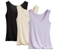 HOOUDO Ladies Vest Tops Size 18 Silk Satin Camisole Summer Base Shirt Stretch Casual Supersoft Tank Tops Undershirt for Ladies and Girls 2025