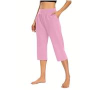 HOOUDO Leggings with Phone Pocket Summer Lightweight Yoga Pants Stretchy High Waist Cropped Trousers Ladies Wide Leg Joggers Lounge Shorts My Orders UK 2024