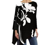 HOOUDO Lightning Deals of The Day Prime Womens Tops Casual Loose Fit Henley Shirts Short Sleeve Round Neck Blouse Polka Dots Button Down Longline Oversized for Office Yoga Top Clothes Red